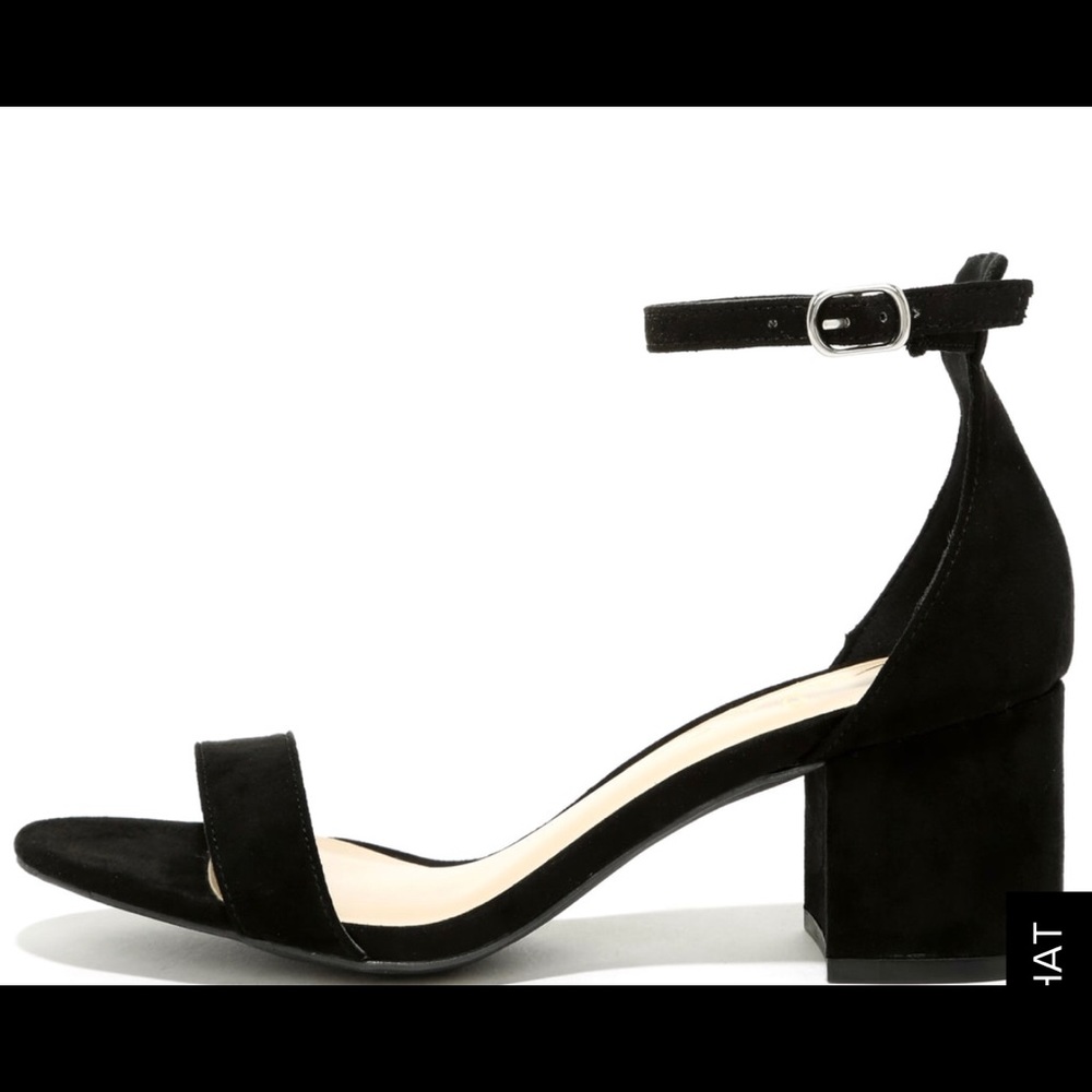HARPER BLACK SUEDE ANKLE STRAP HEELS